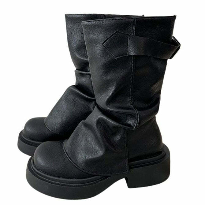 Y2K Fashion Grunge Style Slouch Boots - Trendy 2000s Aesthetic Footwear