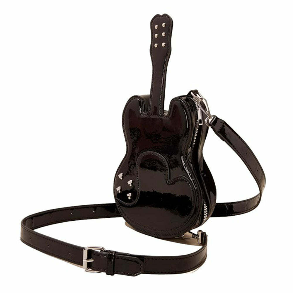 Y2K Fashion Guitar Shaped Crossbody Bag - Trendy 2000s Style Accessory