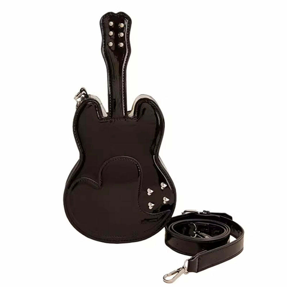 Y2K Fashion Guitar Shaped Crossbody Bag - Trendy 2000s Style Accessory