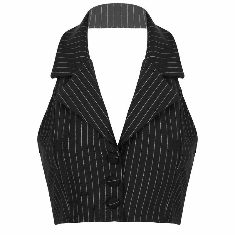 Y2K Fashion Halter Tailored Vest - Trendy 2000s Style for Women