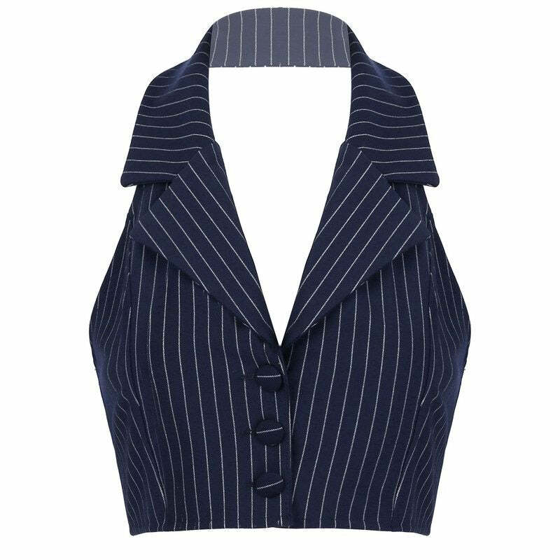 Y2K Fashion Halter Tailored Vest - Trendy 2000s Style for Women