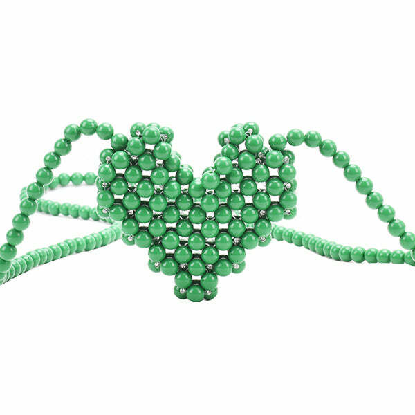 Y2K Fashion Heart Beaded Handbag - Trendy 2000s Style Accessory