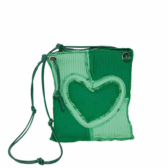 Y2K Fashion Heart Patchwork Purse - Trendy 2000s Style Accessory