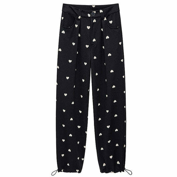 Y2K Fashion Heart Print Balloon Pants - Trendy 2000s Style Outfit