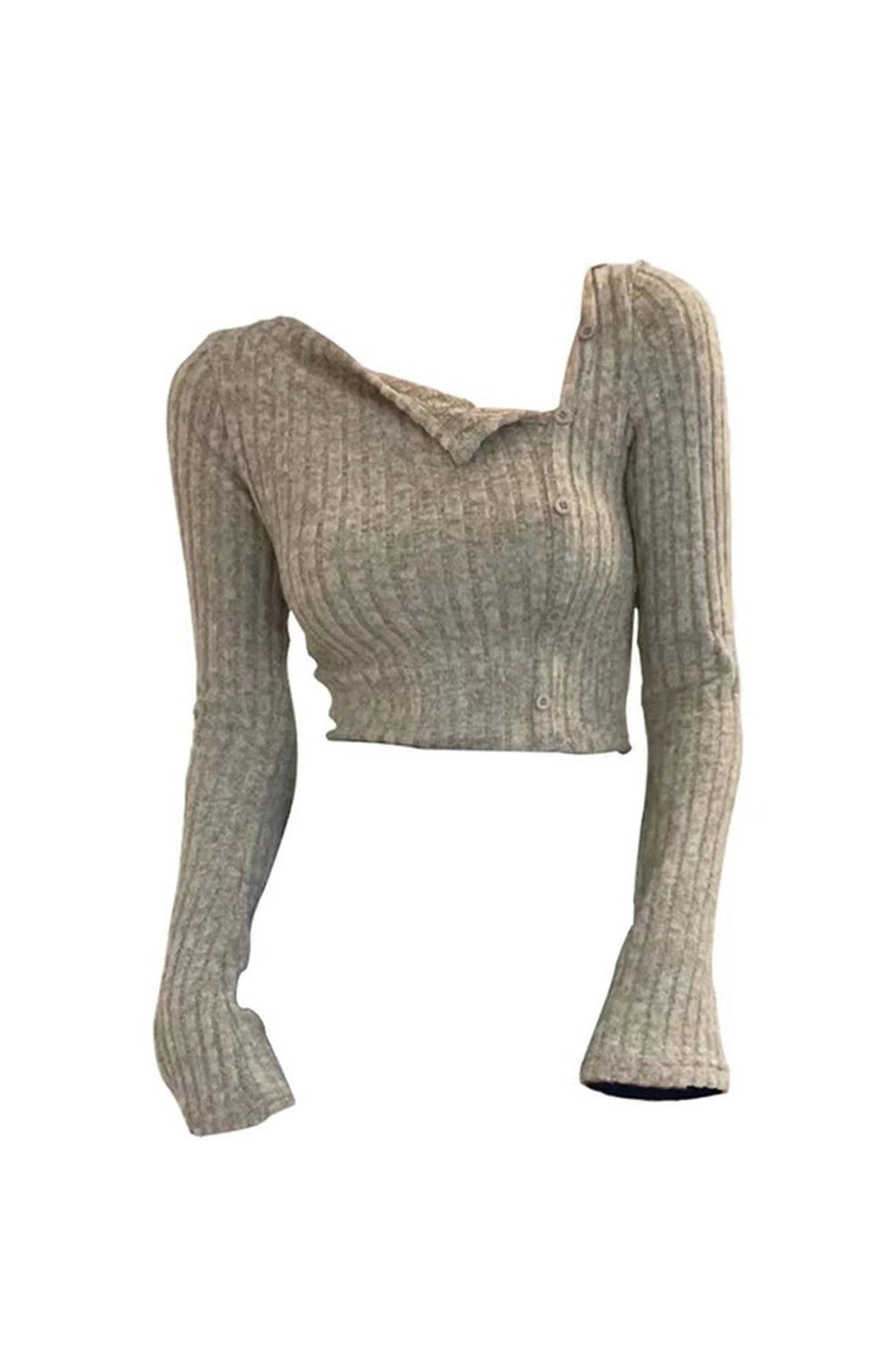 Y2K Fashion Heather Ribbed Asymmetric Sweater - Trendy 2000s Style