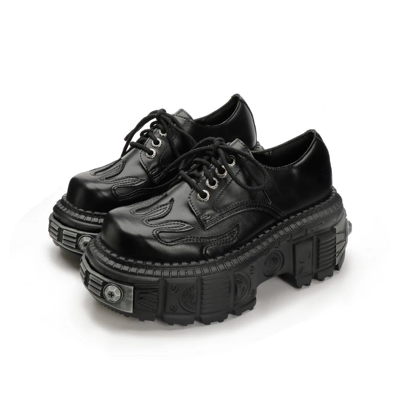 Y2K Fashion Hellbound Platform Derby Shoes - 2000s Style Statement