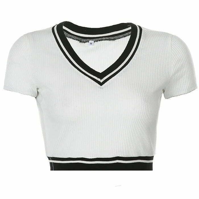 Y2K Fashion High School Crush Ribbed Top - Trendy 2000s Style Essential