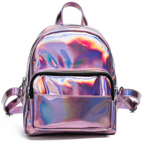 Y2K Fashion Holo Mini Backpack - Trendy 2000s Style Accessory