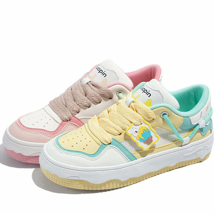 Y2K Fashion Ice Cream Aesthetic Sneakers for Trendy Outfits