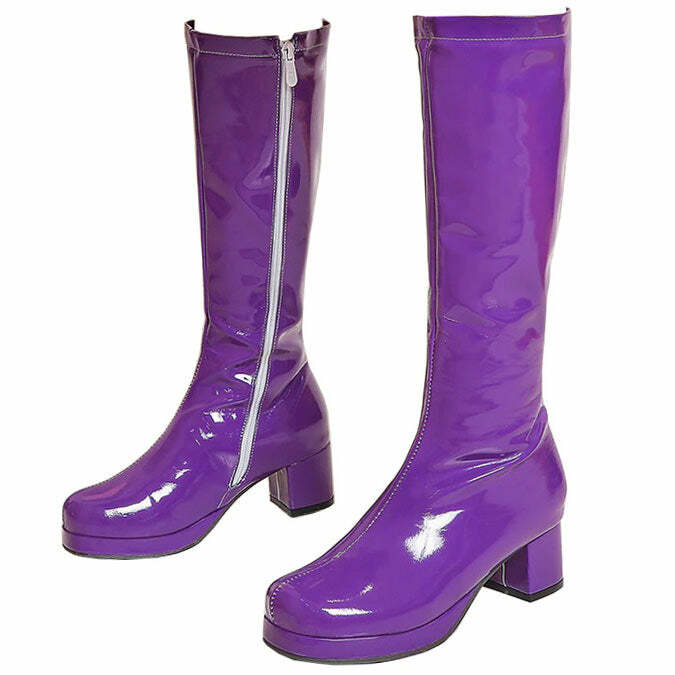 Y2K Fashion Inspired 80's Disco Vinyl Boots - Retro 2000s Style Footwear