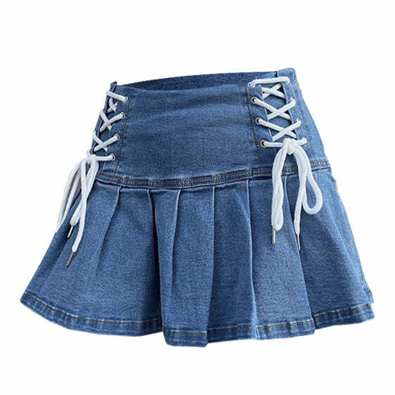 Y2K Fashion It's All Love Denim Skirt - 2000s Style Essential Outfit