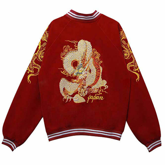 Y2K Fashion Japanese Dragon Bomber Jacket - Trendy 2000s Style Outerwear