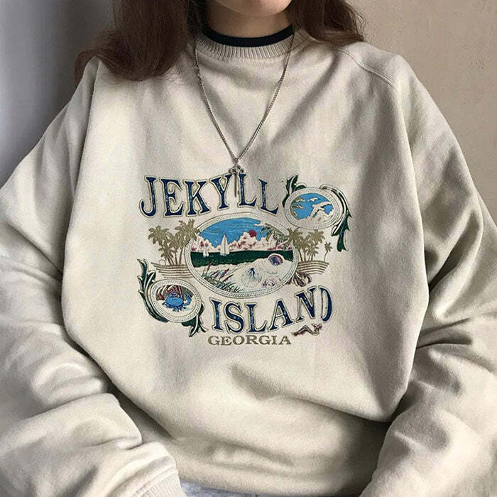 Y2K Fashion Jekyll Island Sweatshirt - Trendy 2000s Style Top