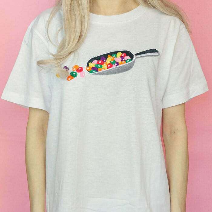 Y2K Fashion Jelly Beans Tee - Retro 2000s Style Graphic Top