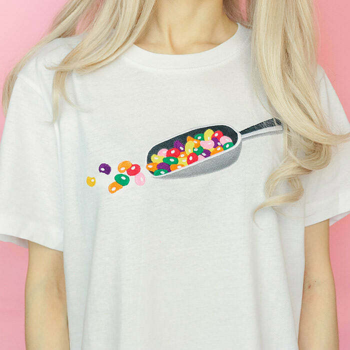 Y2K Fashion Jelly Beans Tee - Retro 2000s Style Graphic Top