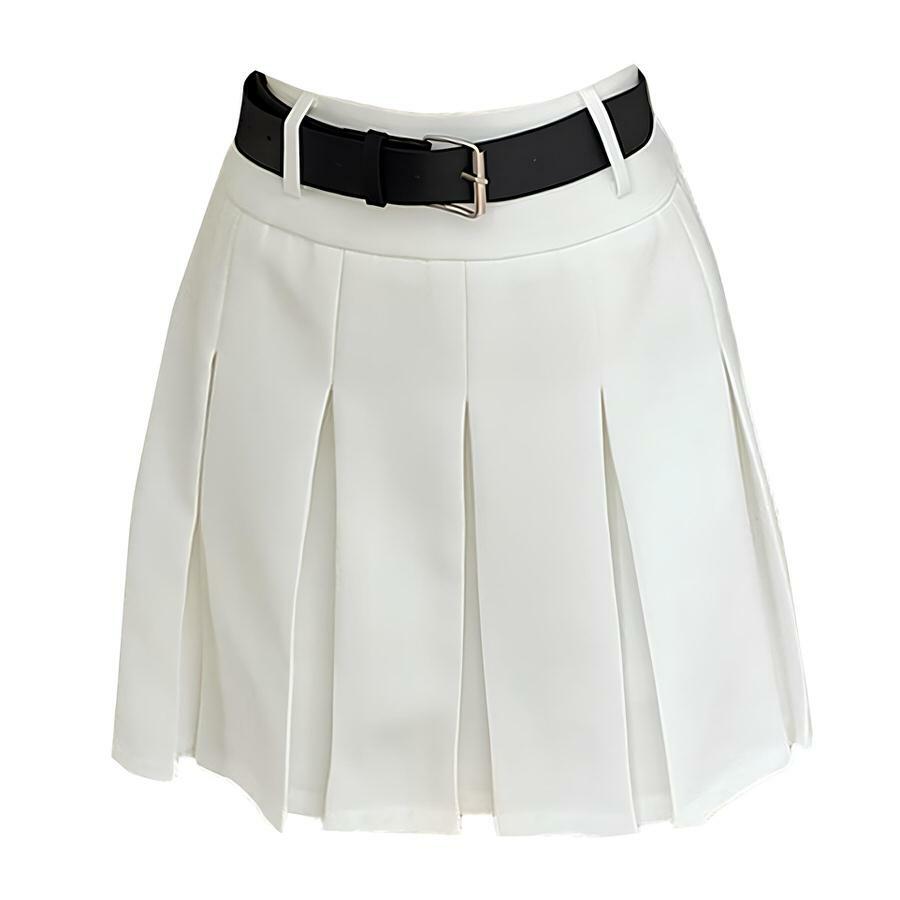 Y2K Fashion Knee-Length Pleated Skirt - 2000s Style Aesthetic Outfit