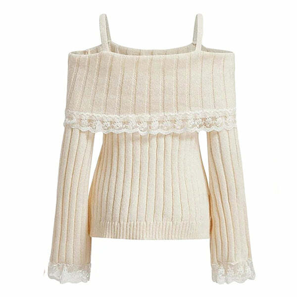 Y2K Fashion Lace Sweater - Trendy 2000s Style for Effortless Outfits