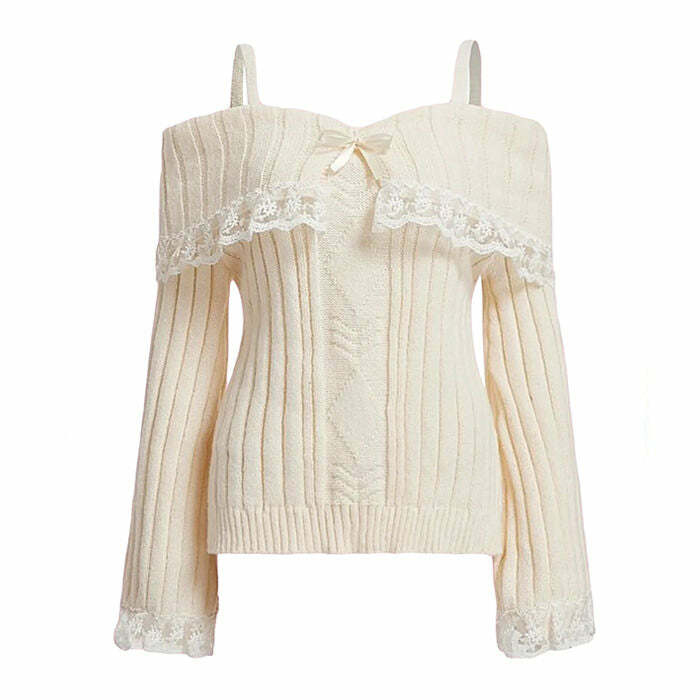 Y2K Fashion Lace Sweater - Trendy 2000s Style for Effortless Outfits