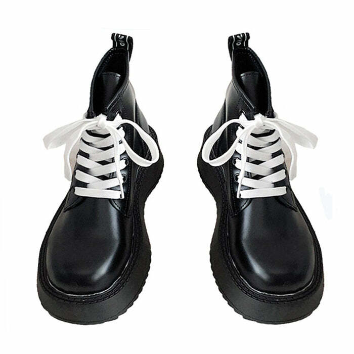 Y2K Fashion Lace Up Ankle Boots - Trendy 2000s Style Footwear