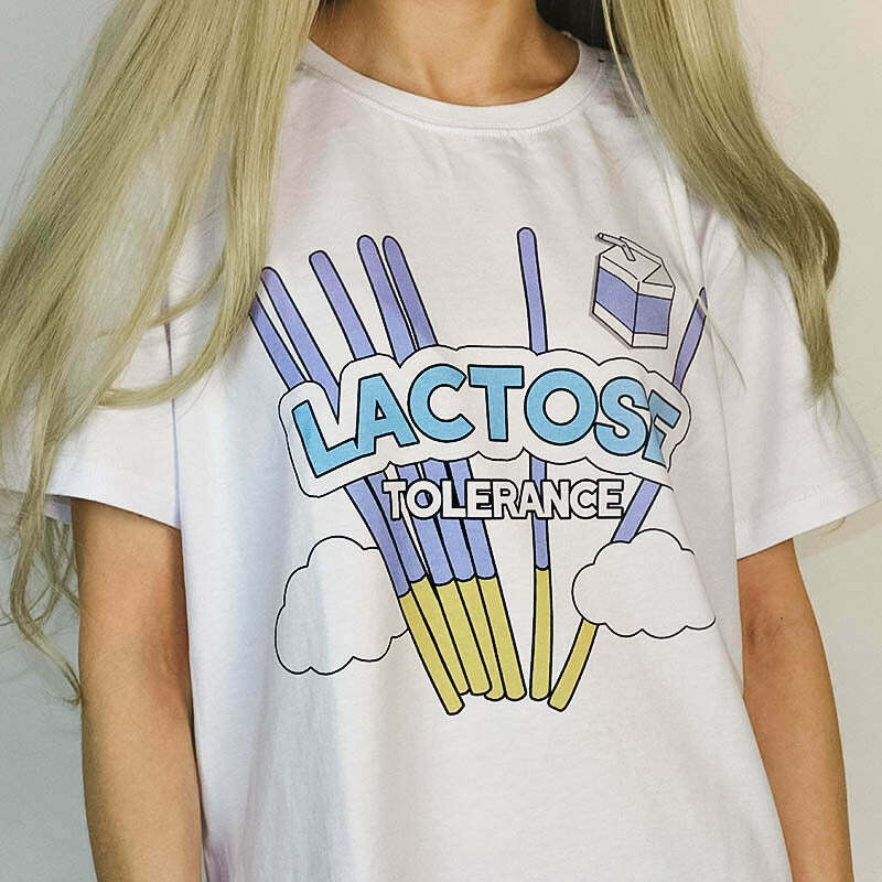 Y2K Fashion Lactose Intolerance Tee - Retro 2000s Style Top