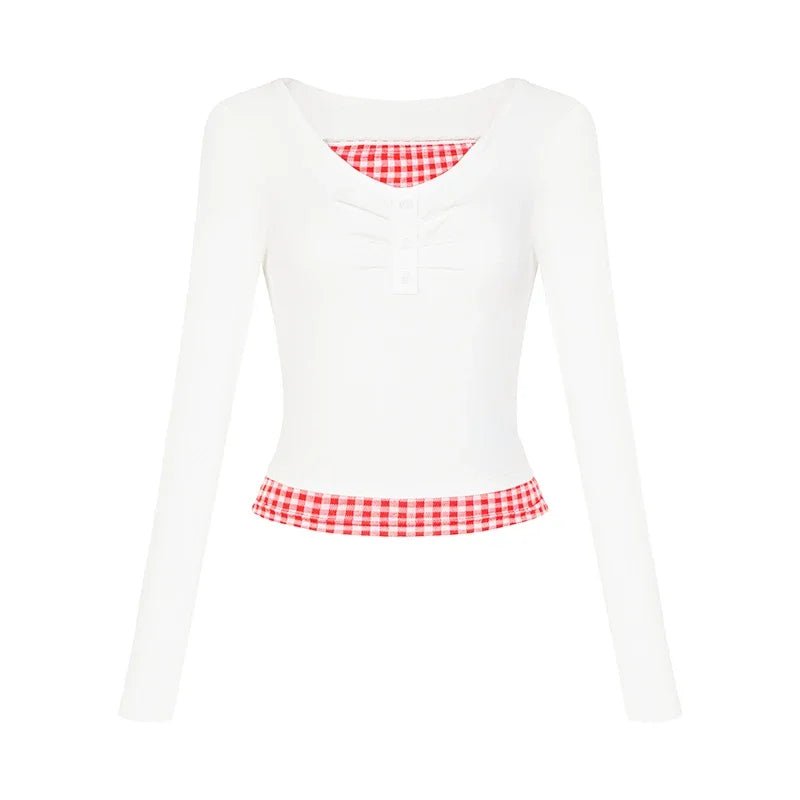 Y2K Fashion Lemon Gingham Layered Top - Trendy 2000s Style Outfit