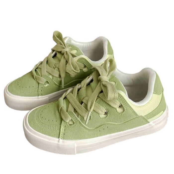 Y2K Fashion Light Green Skater Sneakers - Trendy 2000s Style Footwear