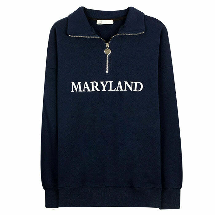 Y2K Fashion Maryland Zip Up Sweatshirt - Retro 2000s Style Essential