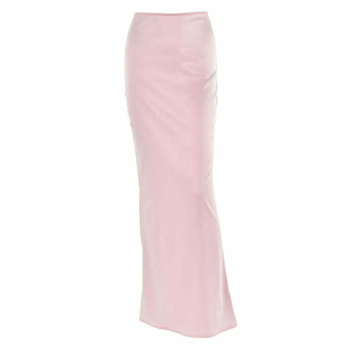 Y2K Fashion Mermaid Core Satin Maxi Skirt - 2000s Style Essential