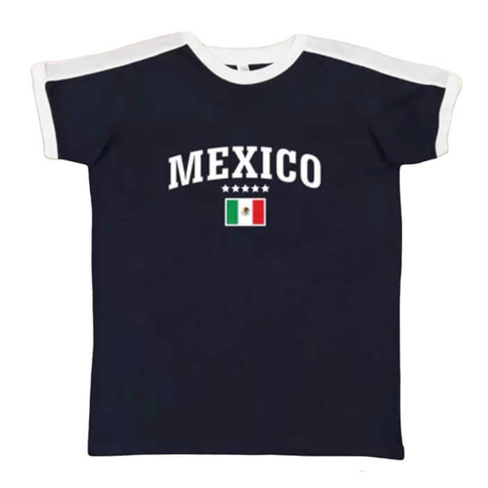 Y2K Fashion Mexico Raglan Baby Tee - Trendy 2000s Style Top