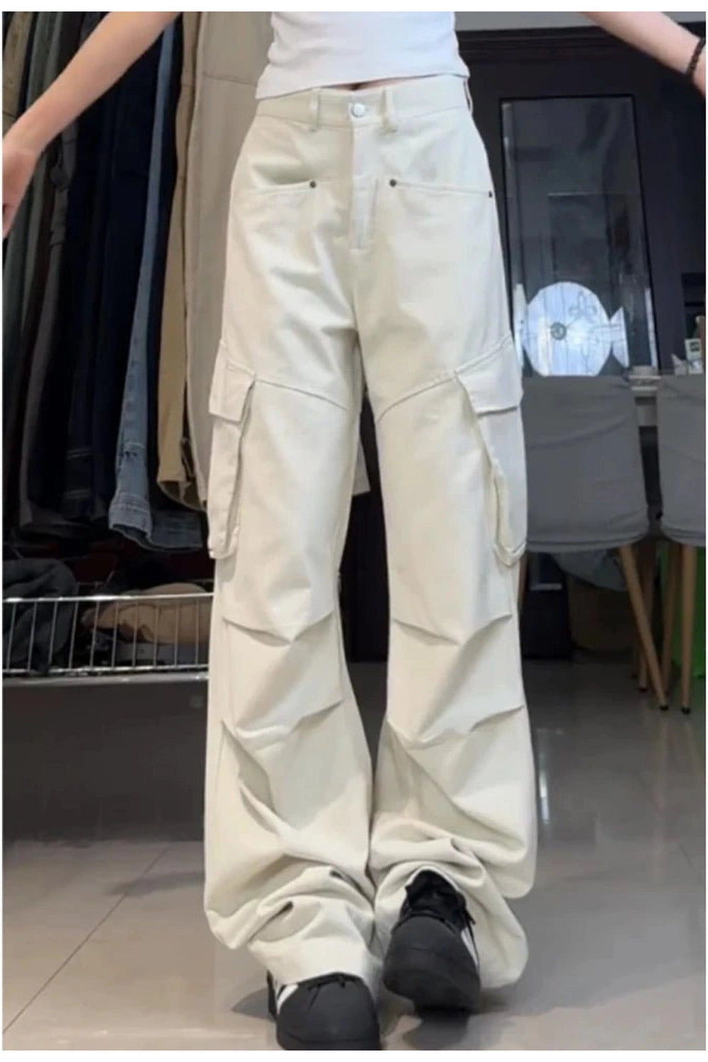 Y2K Fashion Minimalist Cargo Wide-Leg Pants for Trendy Outfits