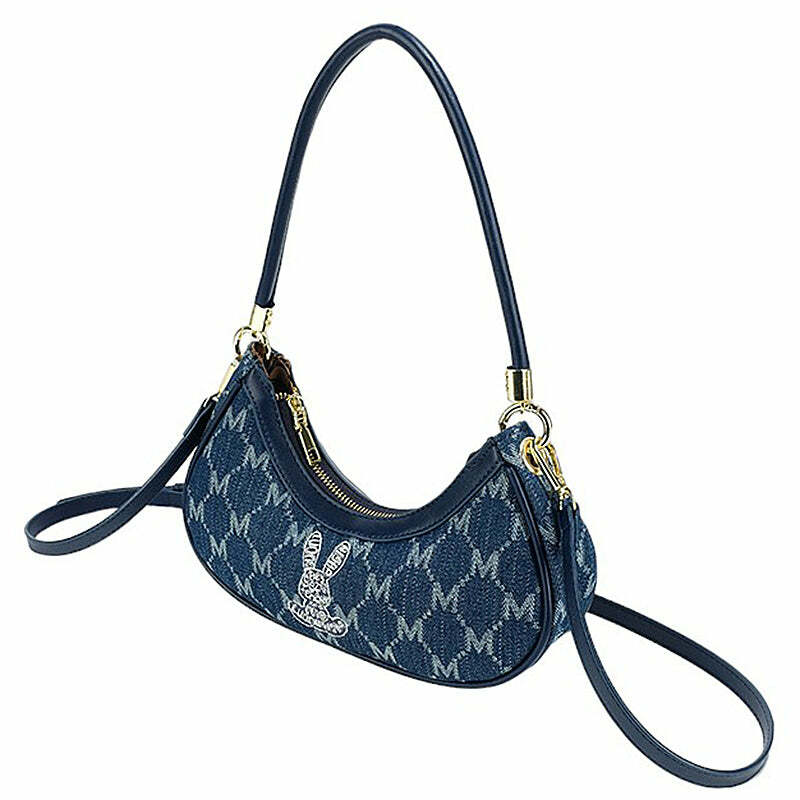 Y2K Fashion Monogram Denim Bag - Trendy 2000s Style Accessory