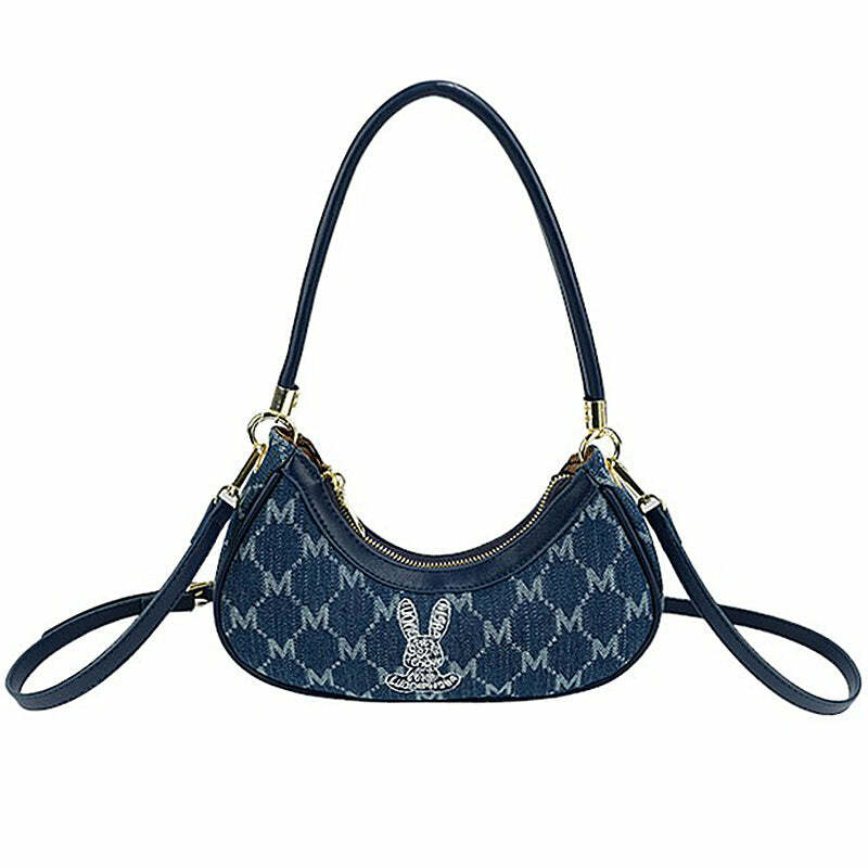 Y2K Fashion Monogram Denim Bag - Trendy 2000s Style Accessory