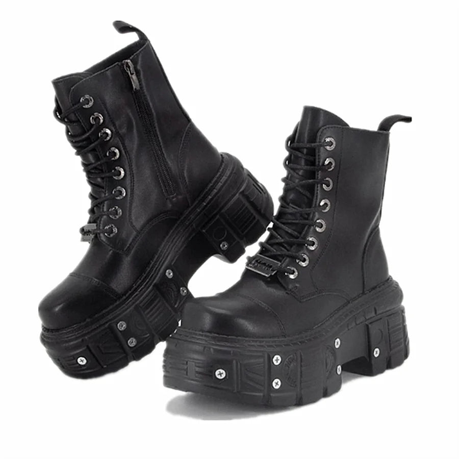 Y2K Fashion Neo-Punk Platform Combat Boots for Bold 2000s Style