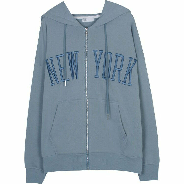 Y2K Fashion New York Embroidery Hoodie - Trendy 2000s Style Essential