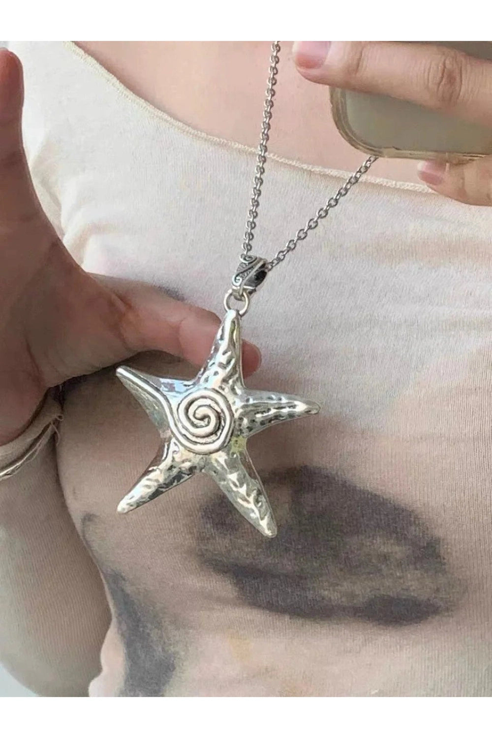 Y2K Fashion Ocean Spiral Star Pendant Necklace - 2000s Style Jewelry