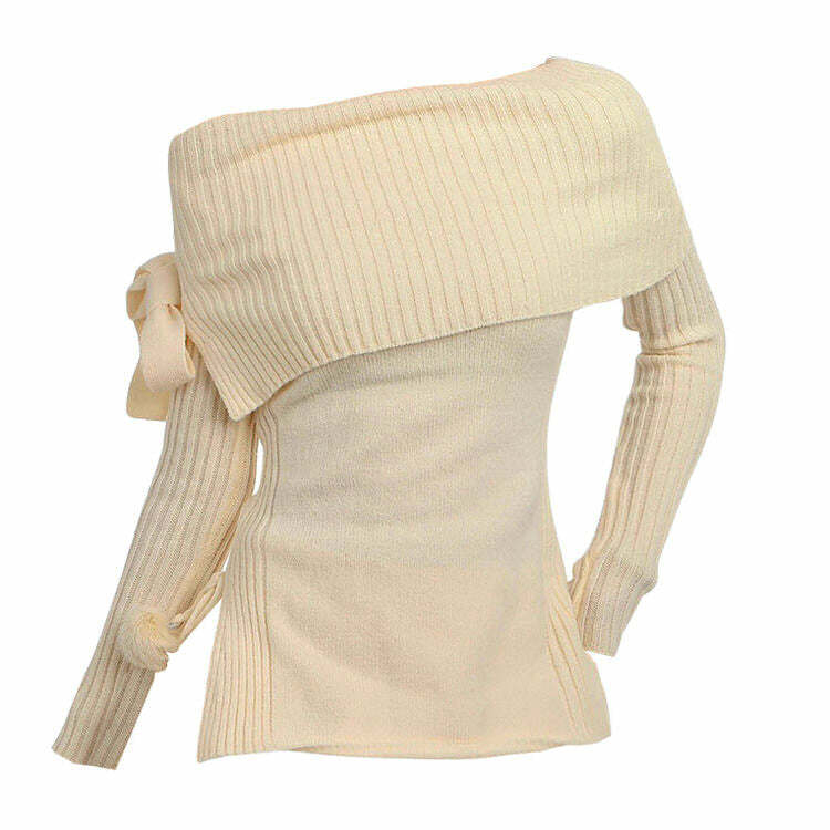 Y2K Fashion Off-Shoulder Sweater: Trendy 2000s Style for Every Occasion