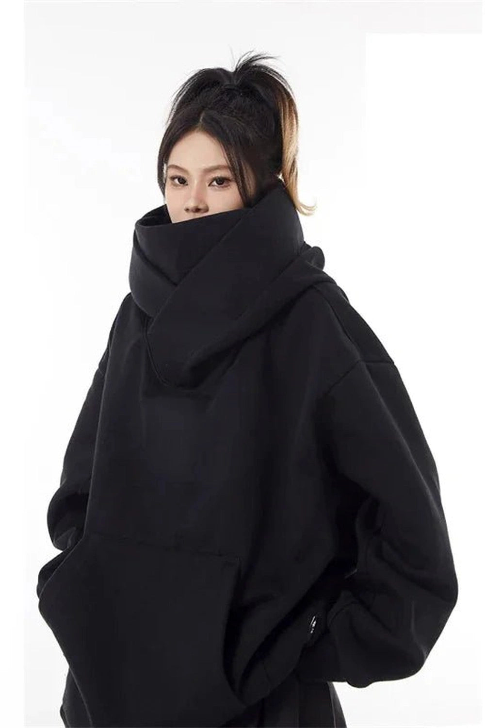 Y2K Fashion Oversized Futuristic Hooded Sweatshirt - 2000s Style Essential