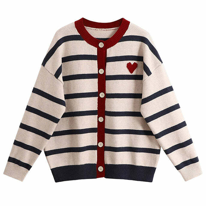 Y2K Fashion Paris Striped Cardigan - Trendy 2000s Style Essential