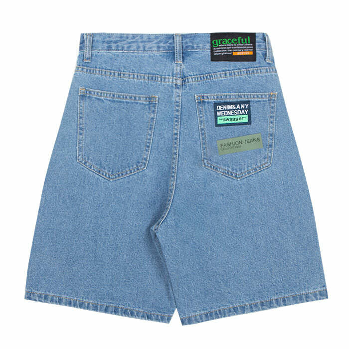 Y2K Fashion Patch Denim Shorts - Trendy 2000s Style for Effortless Looks