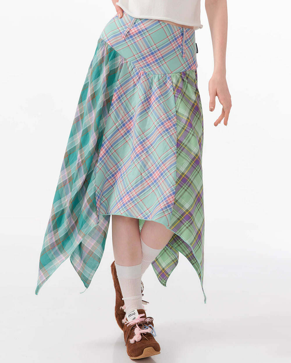 Y2K Fashion Patchwork Midi Plaid Skirt - Trendy 2000s Style Outfit