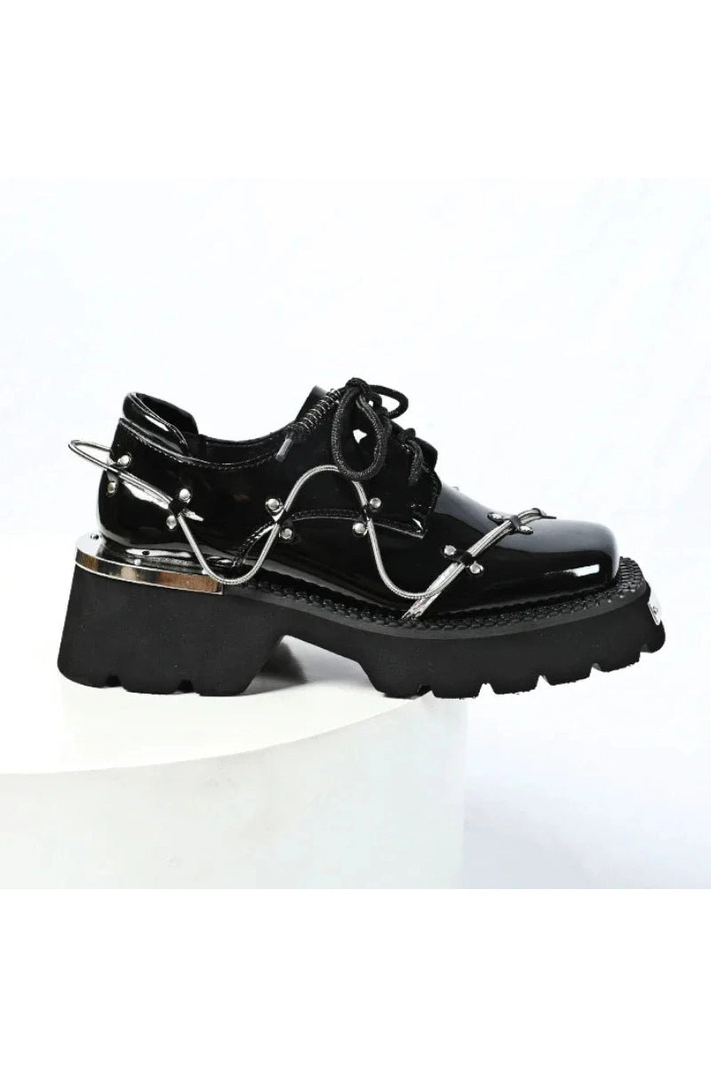 Y2K Fashion Patent Leather Oxford Shoes - 2000s Style Footwear