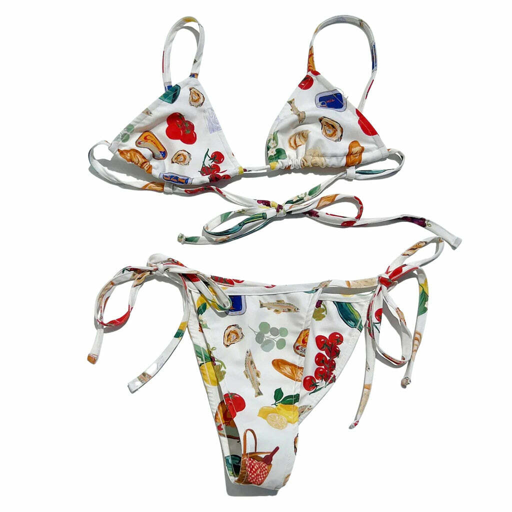 Y2K Fashion Picnic in Provence Bikini Set - Trendy 2000s Style Swimwear