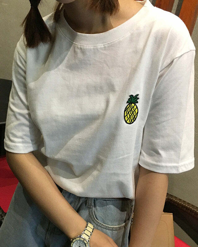 Y2K Fashion Pineapple Pen T-Shirt - Trendy 2000s Style Tee