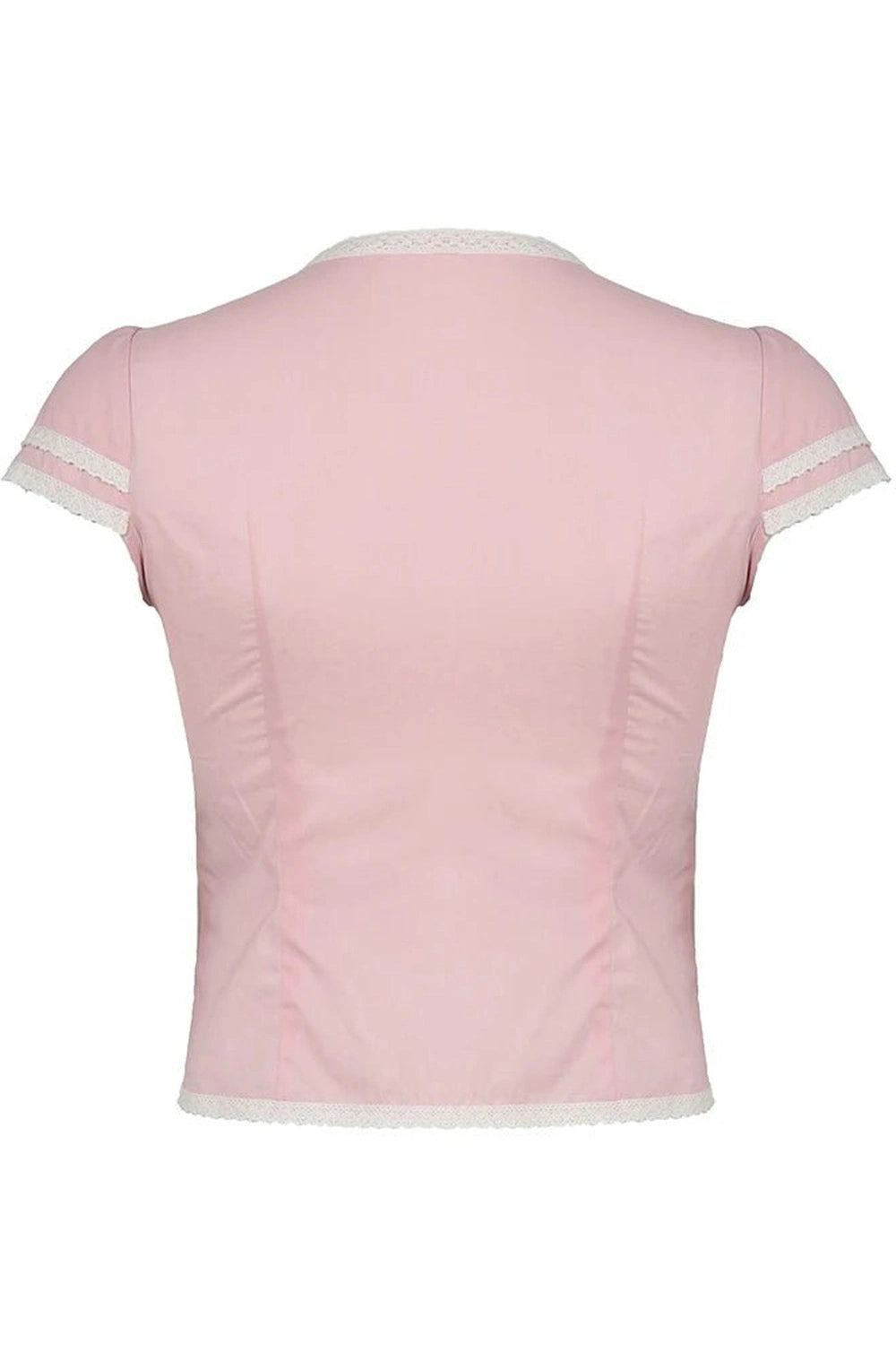 Y2K Fashion Pink Lace Trim Bow Blouse - 2000s Style Top for Women