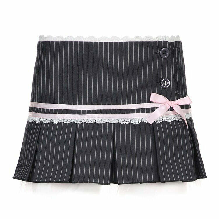 Y2K Fashion Pinstripe Coquette Micro-Mini Skirt - 2000s Style Essential