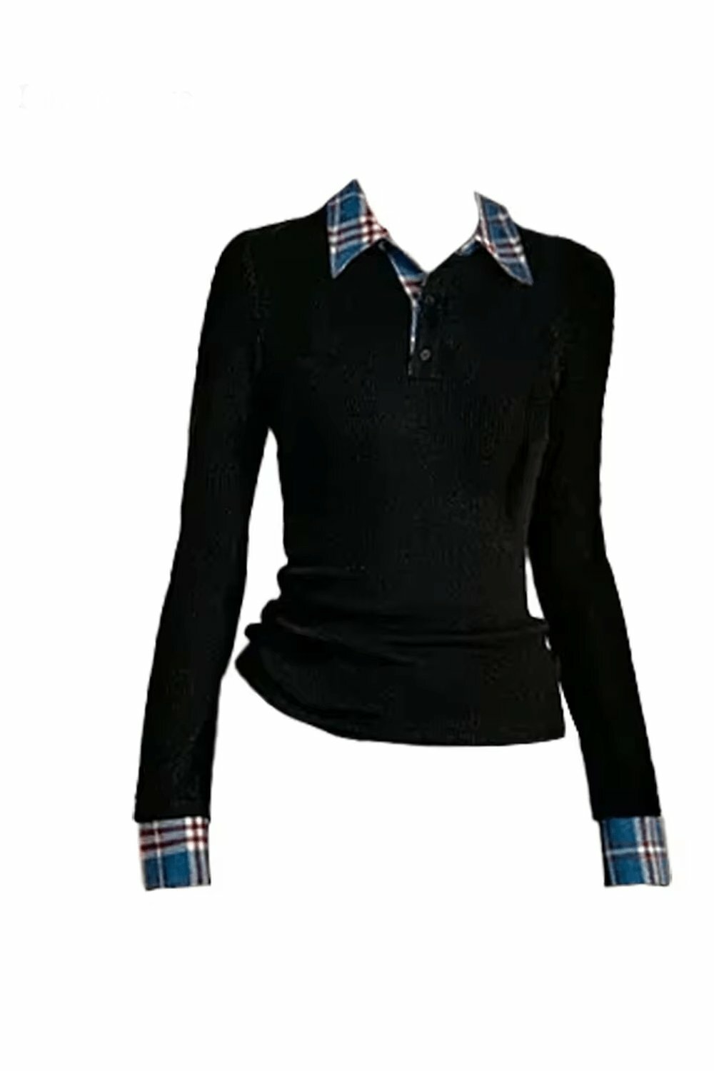 Y2K Fashion Plaid Collar Preppy Sweater - Retro 2000s Style Top