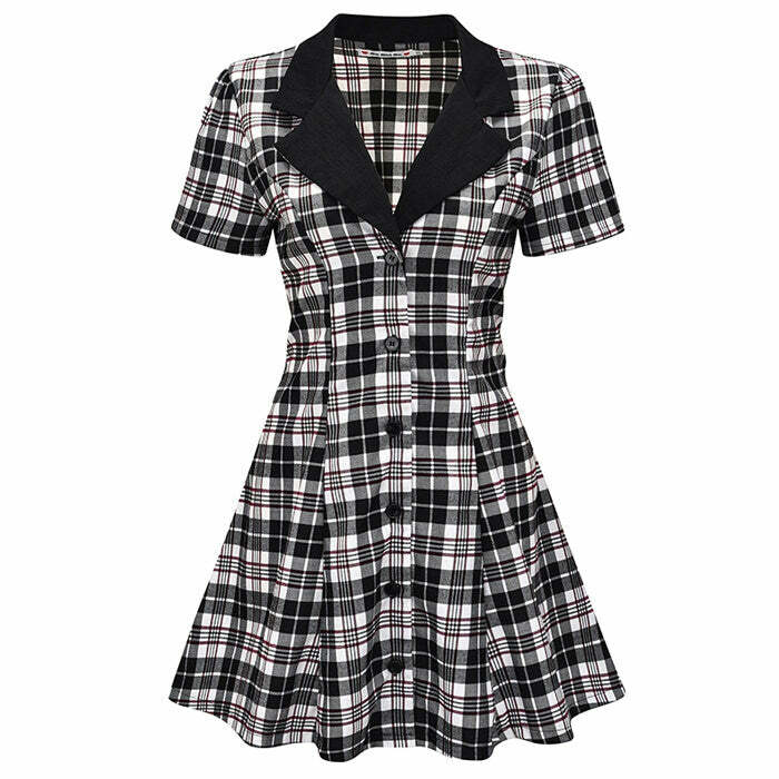 Y2K Fashion Plaid Dress - Trendy 2000s Style for a Chic Aesthetic