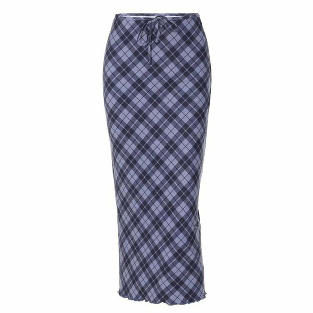 Y2K Fashion Plaid Maxi Skirt - Trendy 2000s Style for Effortless Looks