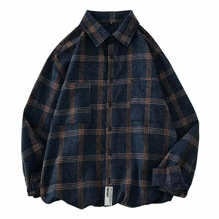 Y2K Fashion Plaid Oversized Shirt - Retro 2000s Style Top for Women