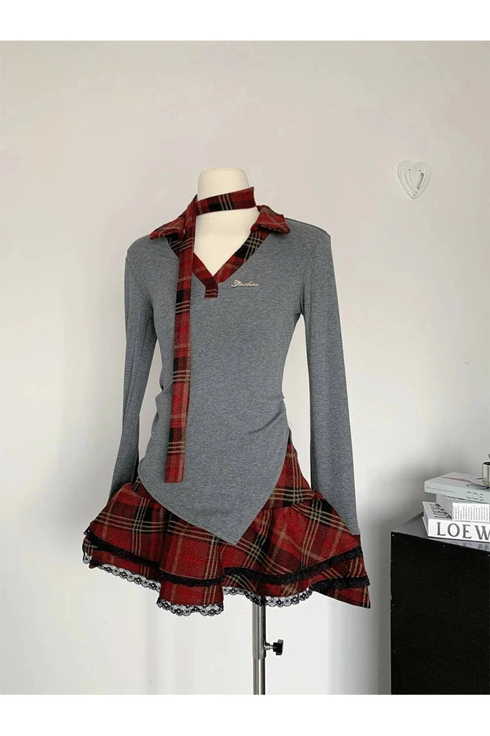 Y2K Fashion Plaid Punk Layered Set - Trendy 2000s Style Outfits